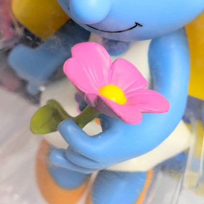 VINTAGE DEADSTOCK the SMURF Large Figure Collection Smurfette Floral White Dress