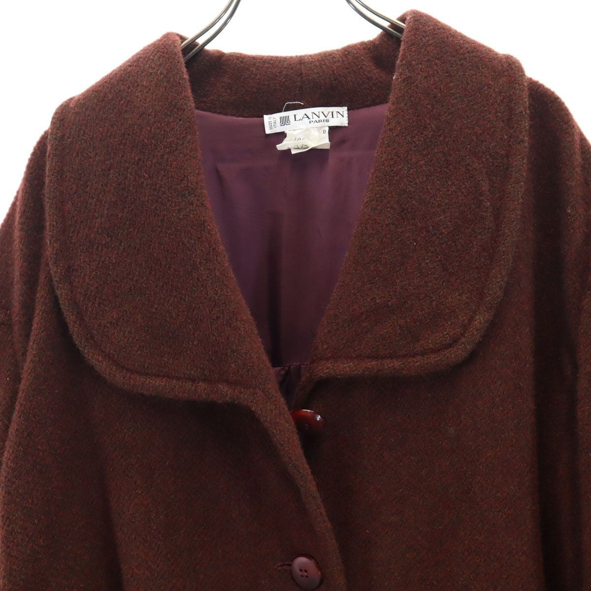 LANVIN 80s Made in Italy Vintage Wool coat 46 Brown Women
