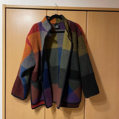 Lillunn Design Norway Blanket Coat Limited Edition Rare Multicolor check pattern