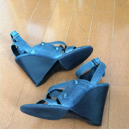 Rare Balenciaga Wedge Sole Sandals Blue Green Size 36 (23cm) Excellent Condition