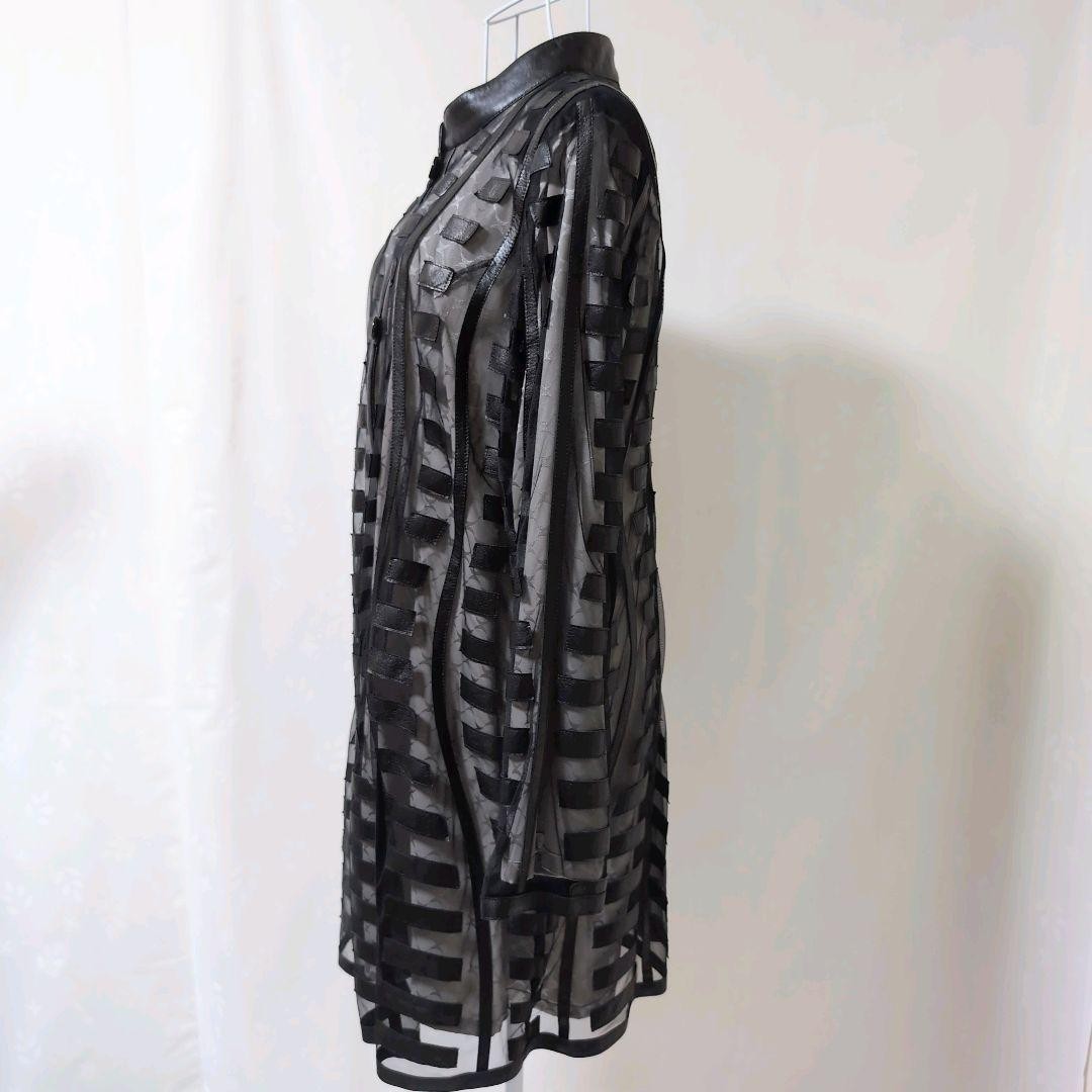Rare ARBORENTE Made in Japan Cowhide Lamb Leather Mesh Long Coat