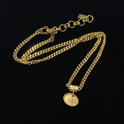 Lanvin Vintage Gold Logo Necklace Authentic