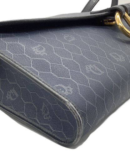 Dior Honeycomb Shoulder Crossbody Bag Navy Canvas Leather Vintage Authentic