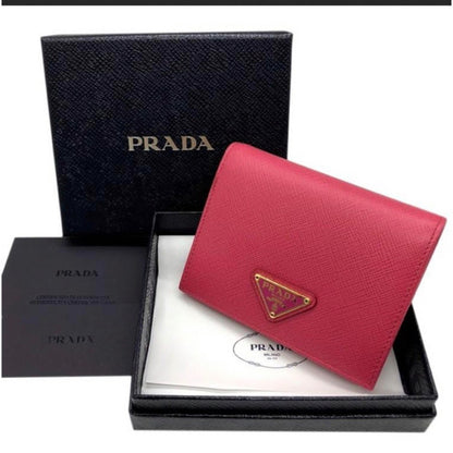Prada Saffiano Leather Wallet Mini Wallet Pink