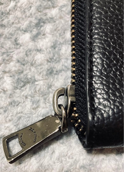 Coach men's leather long zip wallet round logo 10x19cm used