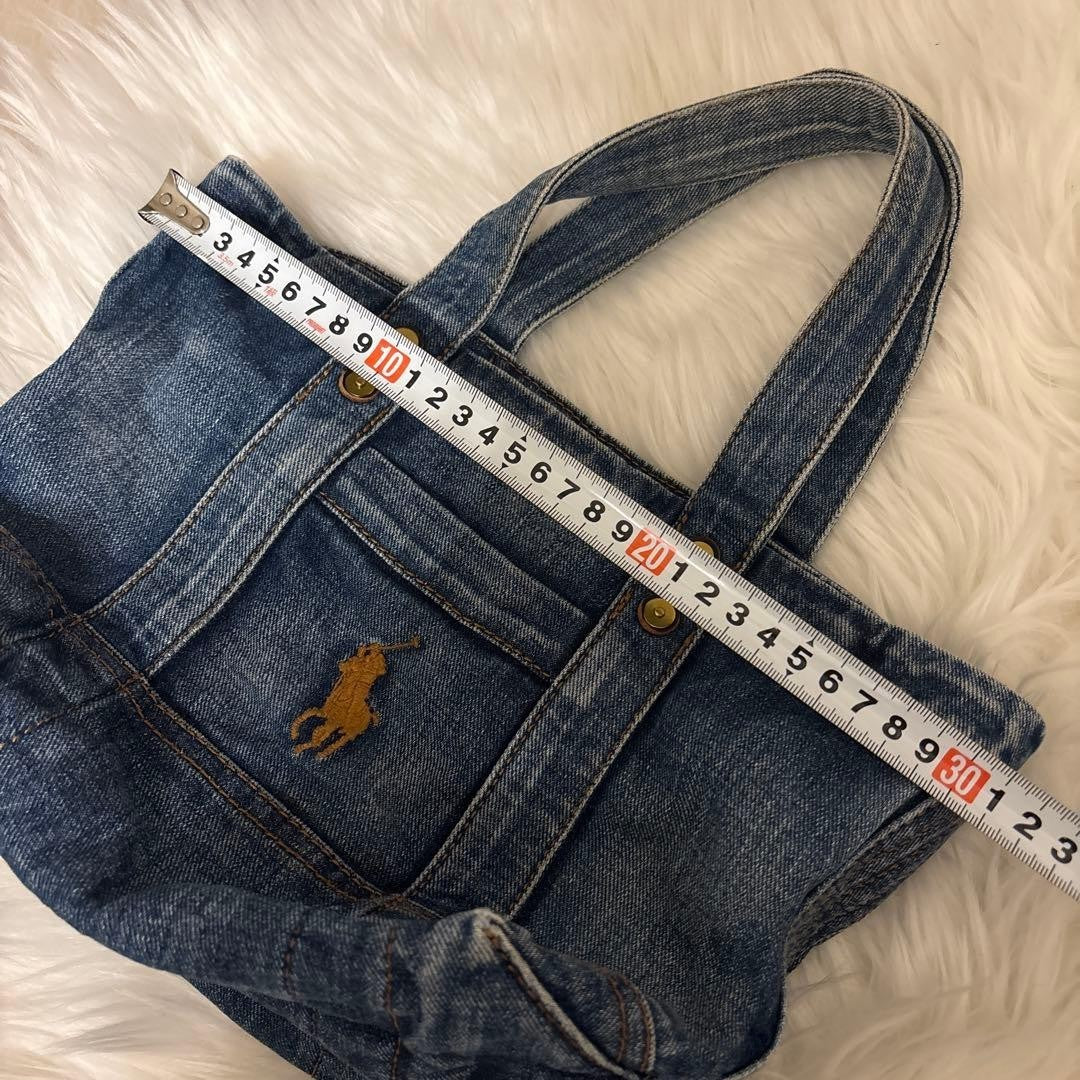 Ralph Lauren Women Polo Denim Tote Bag Embroidery Item Limited Edition VHTF