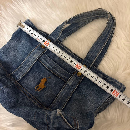 Ralph Lauren Women Polo Denim Tote Bag Embroidery Item Limited Edition VHTF