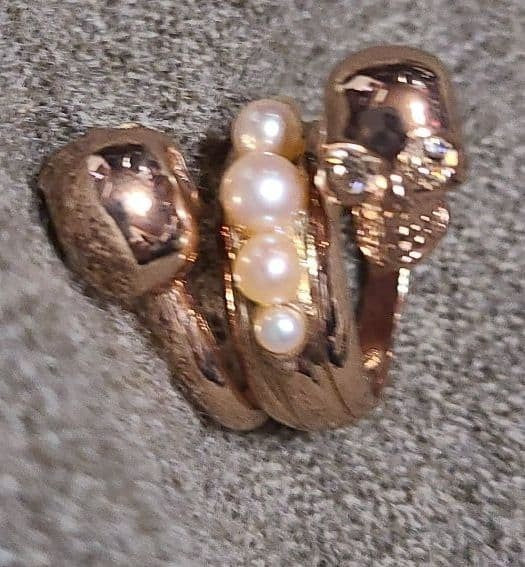 Alexander McQueen Skull Ring Pink Gold Skull Pearl