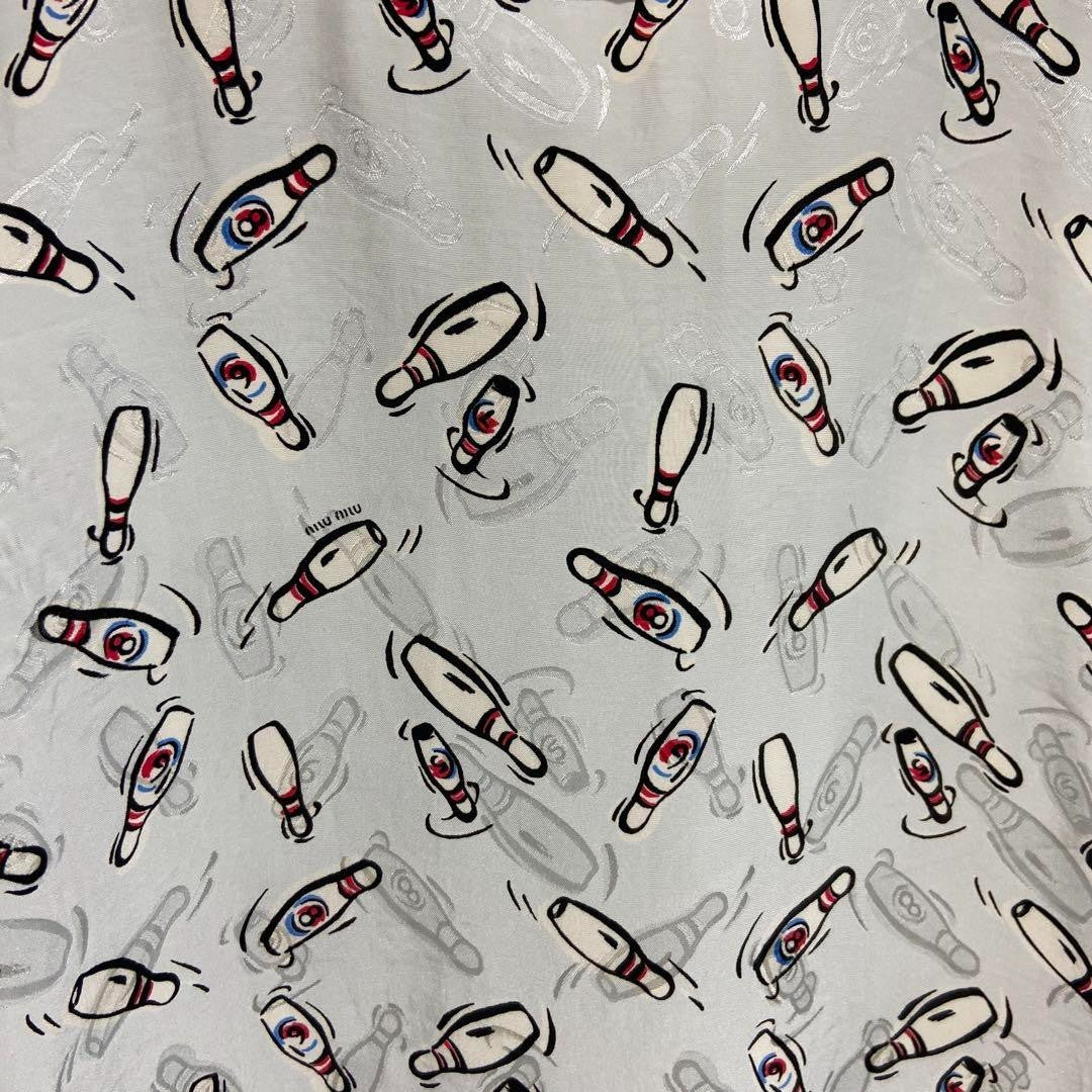 MIUMIU bowling pin pattern rayon silk blouse short sleeve F/S from Japan
