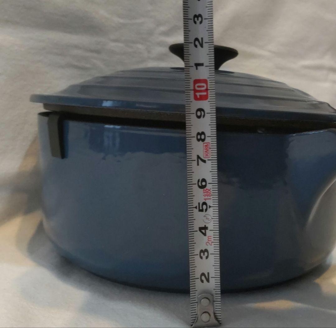 LE CREUSET 20cm Wood Handle Enameled Saucepan Blue Vintage Collectible Pot