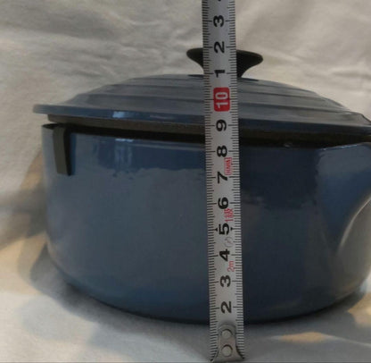 LE CREUSET 20cm Wood Handle Enameled Saucepan Blue Vintage Collectible Pot