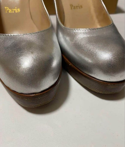 Rare Christian Louboutin Silver Leather Heels Pumps Size 36 US 6 EU 36