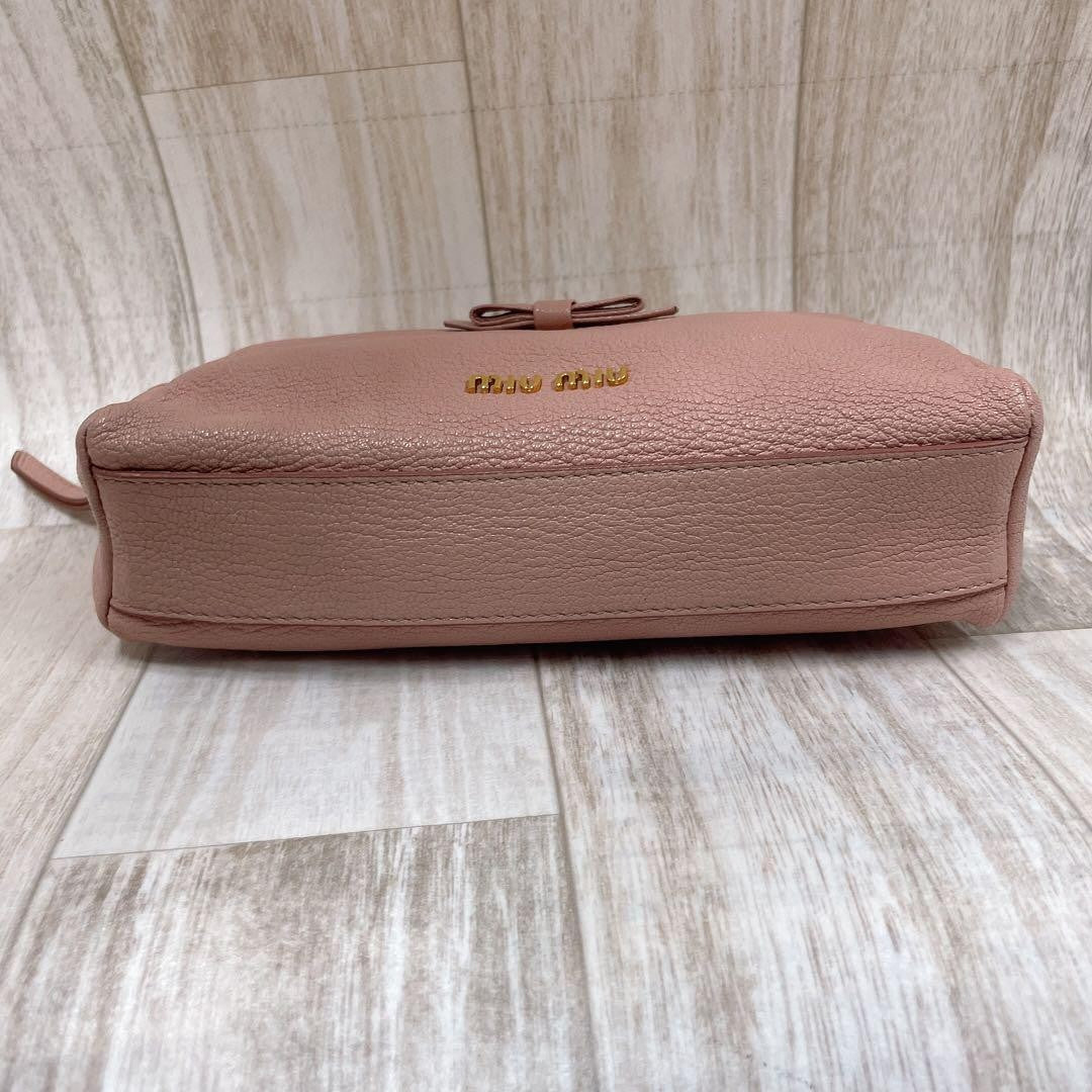Miu Miu pouch pink ribbon used ladies from Japan