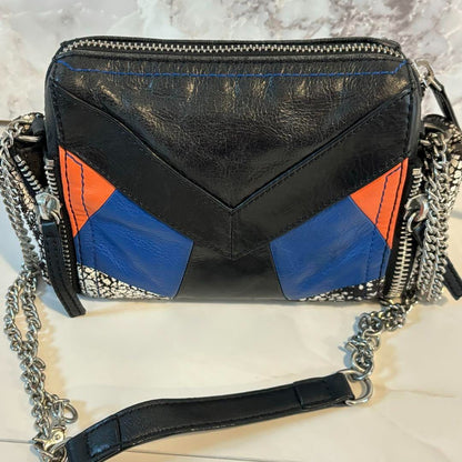 Diesel Women Shoulder Bag Chain Leather Zipper Black Multicolor Luxury Stylish