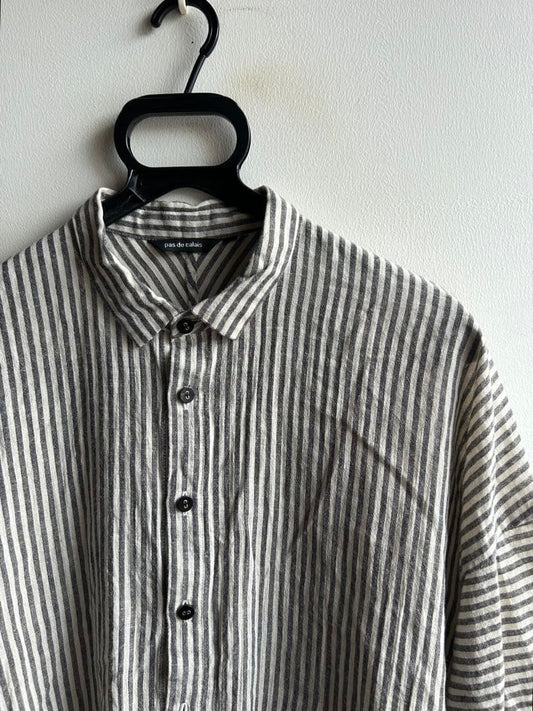 Pas de calais Cotton Linen Stripe Shirt Size 36 Made In Japan