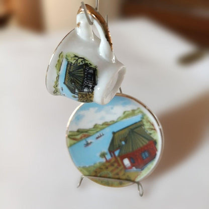 Japanese Landscape Painting Lidded Cup Collection