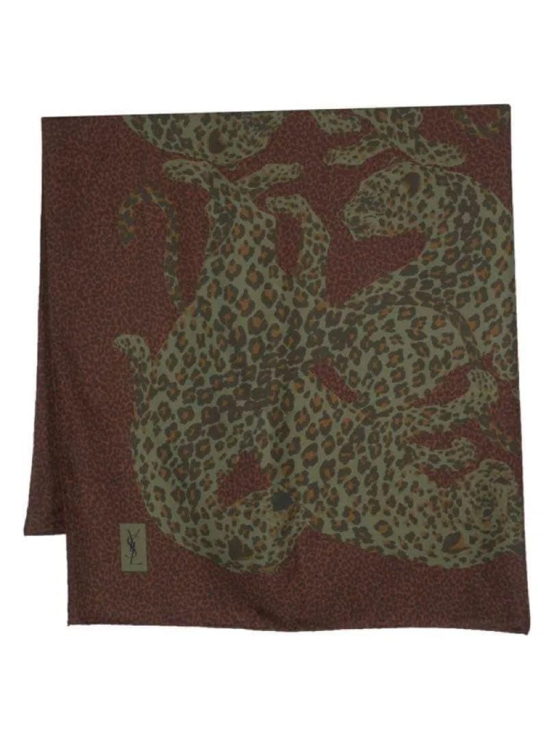 Rare Yves Saint Laurent Leopard Scarf 120x120cm Luxury Classic Elegant 2512TK