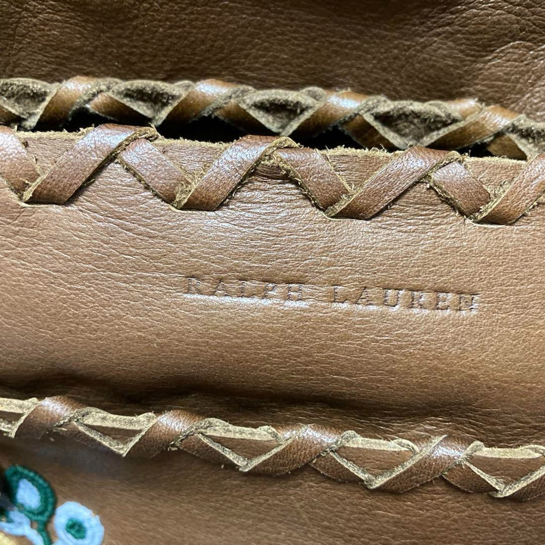 Ralph Lauren Western Fringe Concho Shoulder Bag Bead Embroidery Brown Used Rare