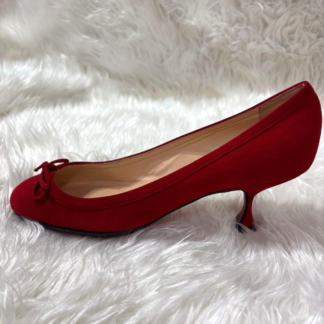 Rare Christian Louboutin Red Suede Ribbon Heels Pumps Size 35.5 (US 5)