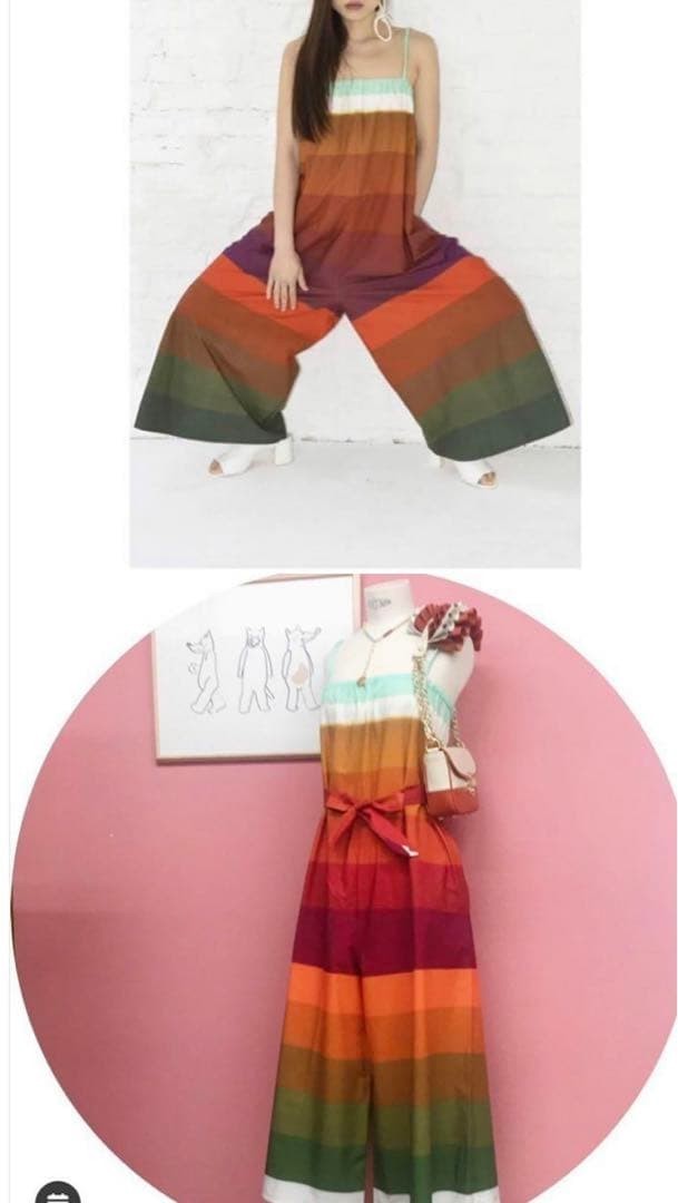 ANNTIAN 100% Organic cotton rainbow overalls Free Size Used FS