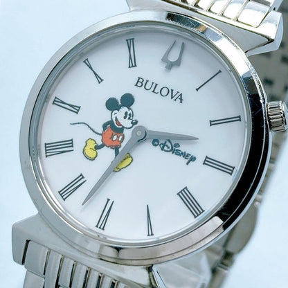 Bulova Mickey Mouse Disney Round Watch Rare" Used