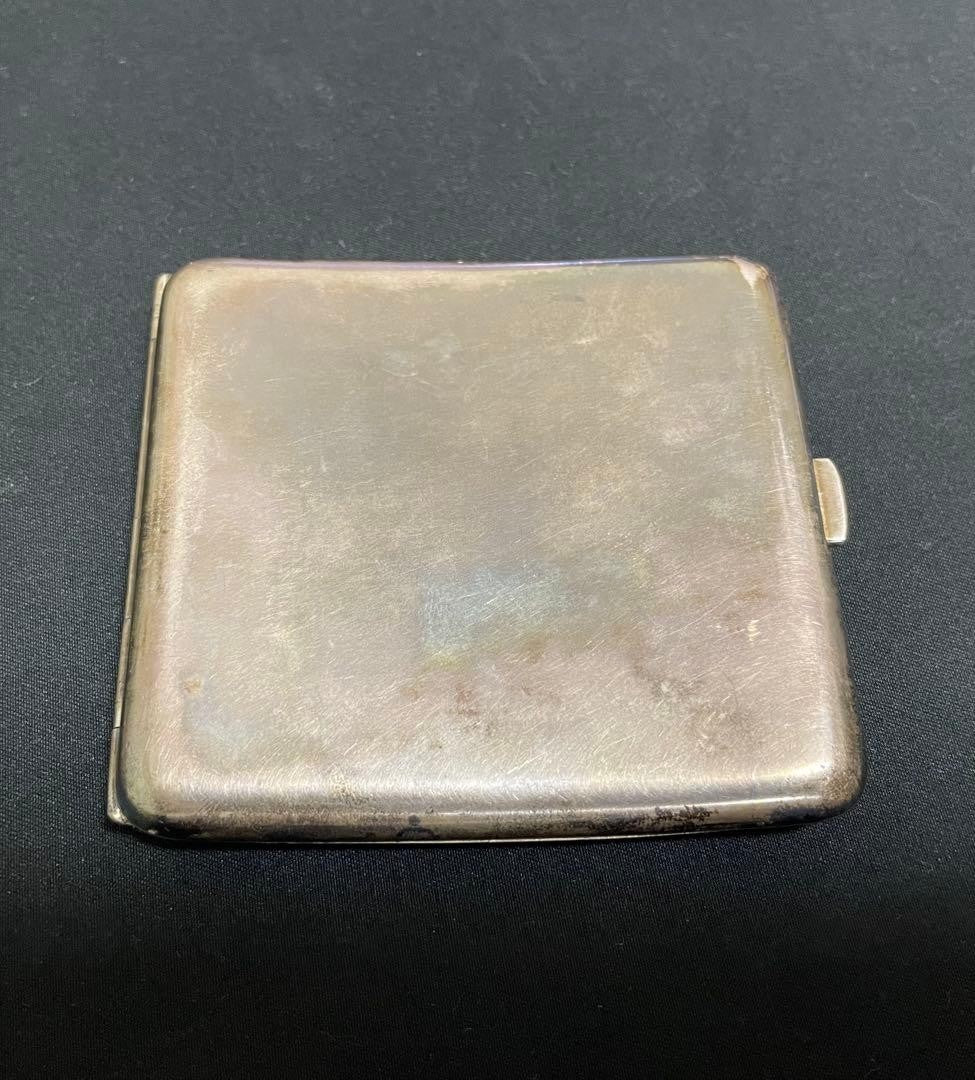 Silver Cigarette Case Lion Design 92.5 Sterling Silver 7.7x8.2cm Used From Japan