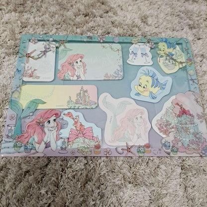 Disney Little Mermaid Ariel Sticky Notes with Case Princess Stationery Set New