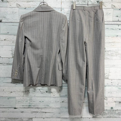 Yves Saint Laurent 90s Double Breasted Wool Suit Set Gray Pinstripe 34