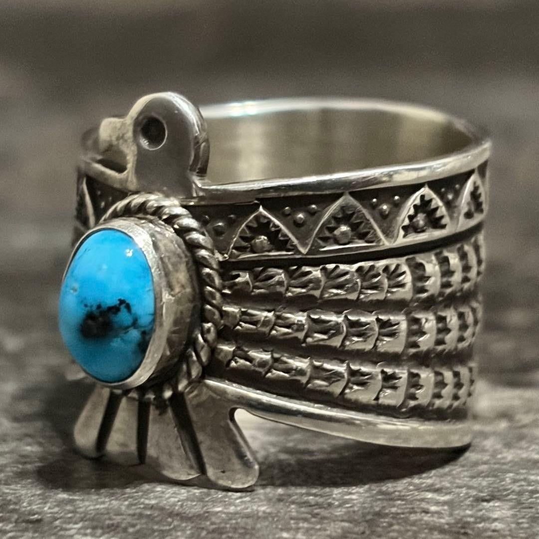Darrell Cadman Navajo Turquoise Silver Thunderbird Ring