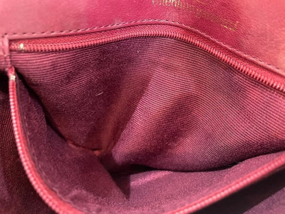 Valentino Garavani Quilted Leather Crossbody Shoulder Bag wine Luxury Auth RARE