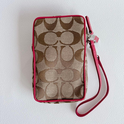 COACH Cigarette Case DigiCam Pouch 14x9cm 00s Archive Y2K Rare Pink Beige Japan