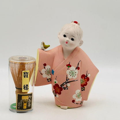 T Hakata Doll Japanese Traditional Crafts Kokeshi Uguisu Bird Kimono Girl