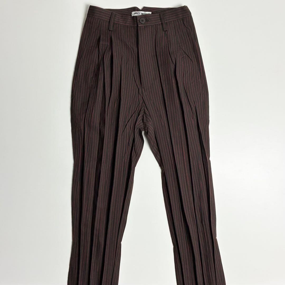 Issey Miyake 90s Archive Pleated Suit Set Brown Red Wool Japan Rare