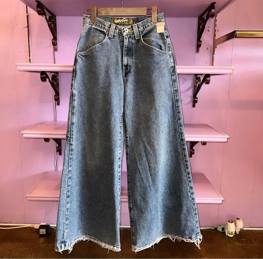 Vintage Rare 90s JNCO Jeans Buggy Yellow Logo Embroidery y2k RAVE Pants