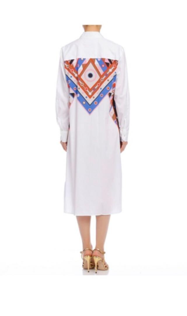 Emilio Pucci shirt dress Women's Size 40 Cotton White Long Sleeves Italy New