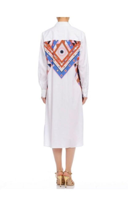 Emilio Pucci shirt dress Women's Size 40 Cotton White Long Sleeves Italy New