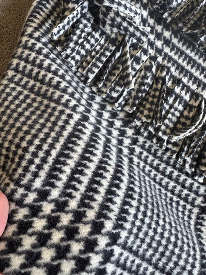 USED BALENCIAGA HOUNDSTOOTH PATTERN FRINGED SKIRT VERYGOOD