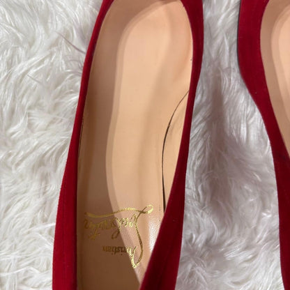 Rare Christian Louboutin Red Suede Ribbon Heels Pumps Size 35.5 (US 5)