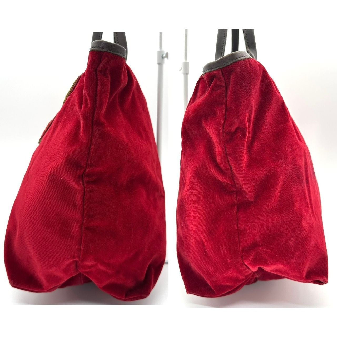 Rare Longchamp Velvet Tote Bag Bordeaux A4 Compatible 5aGood condition