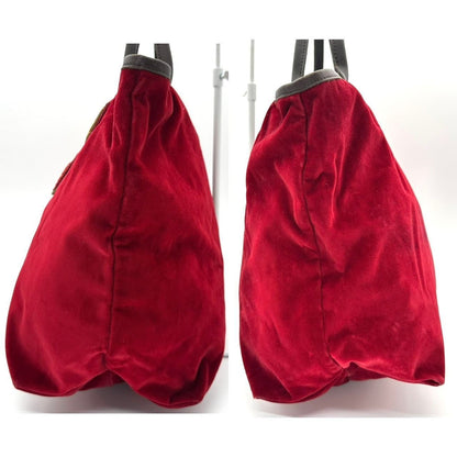 Rare Longchamp Velvet Tote Bag Bordeaux A4 Compatible 5aGood condition