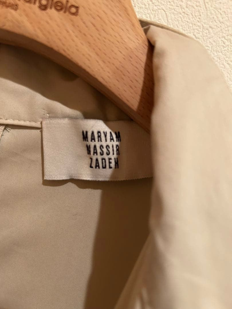 Maryam Nassir Zadeh Beige Shirt Dress Ribbon Frill Size Small From Japan, USED