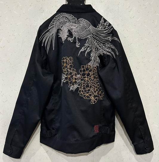 Karakuri Tamashii Japanese Pattern Phoenix Embroidery Zip-Up Blouson Jacket XL