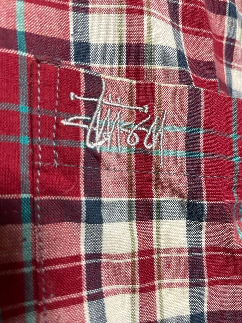 Stussy 1990'S Old Check Shirt Embroidery Navy Tag L Men's Tops, T-Shirts, Popul