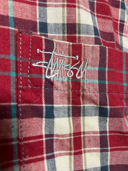 Stussy 1990'S Old Check Shirt Embroidery Navy Tag L Men's Tops, T-Shirts, Popul