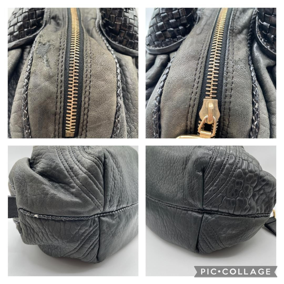 FENDI Spy Bag Vintage Hand Bag Leather Black Auth