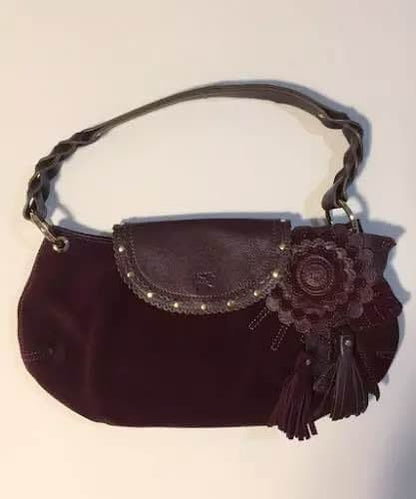 Auth Anya Hindmarch - Bordeaux Leather Suede Shoulder Bag