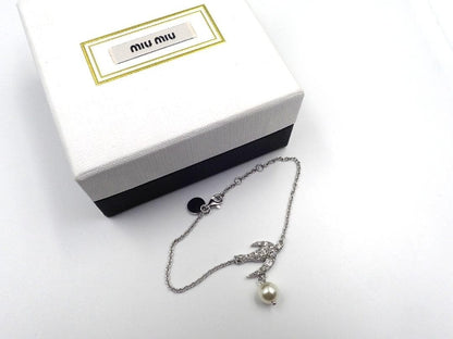 MIU MIU Bird Bracelet Silver Pearl Yoshiko Collection Adjustable 17 19 cm