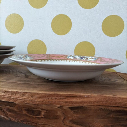 Andrea by Sadek Collection Sevres Blue Pink Deep Plate Soup Plate 21cm 5 Set