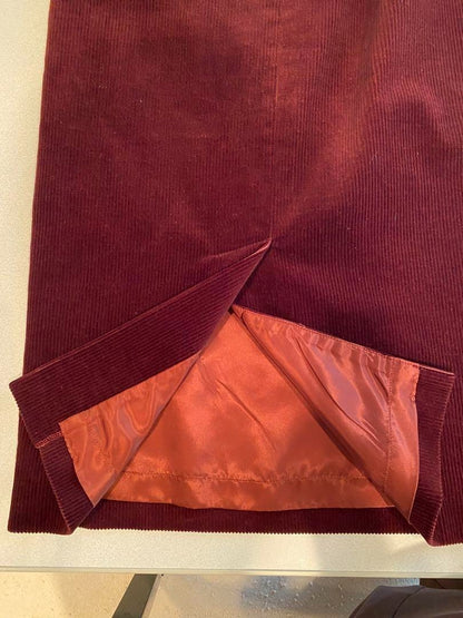 Ralph Lauren Burgundy Corduroy Skirt Size 7 Slit Detail Lined