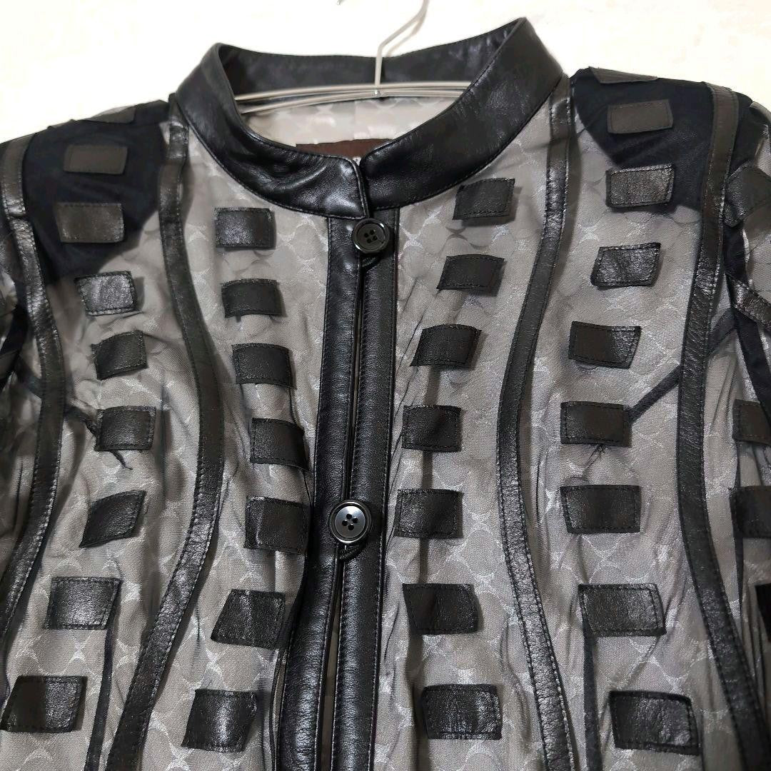 Rare ARBORENTE Made in Japan Cowhide Lamb Leather Mesh Long Coat